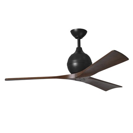 Matthews Fan Co Irene-3 52 Three Bladed Paddle Fan In Matte Black And Walnut Blades" IR3-BK-WA-52